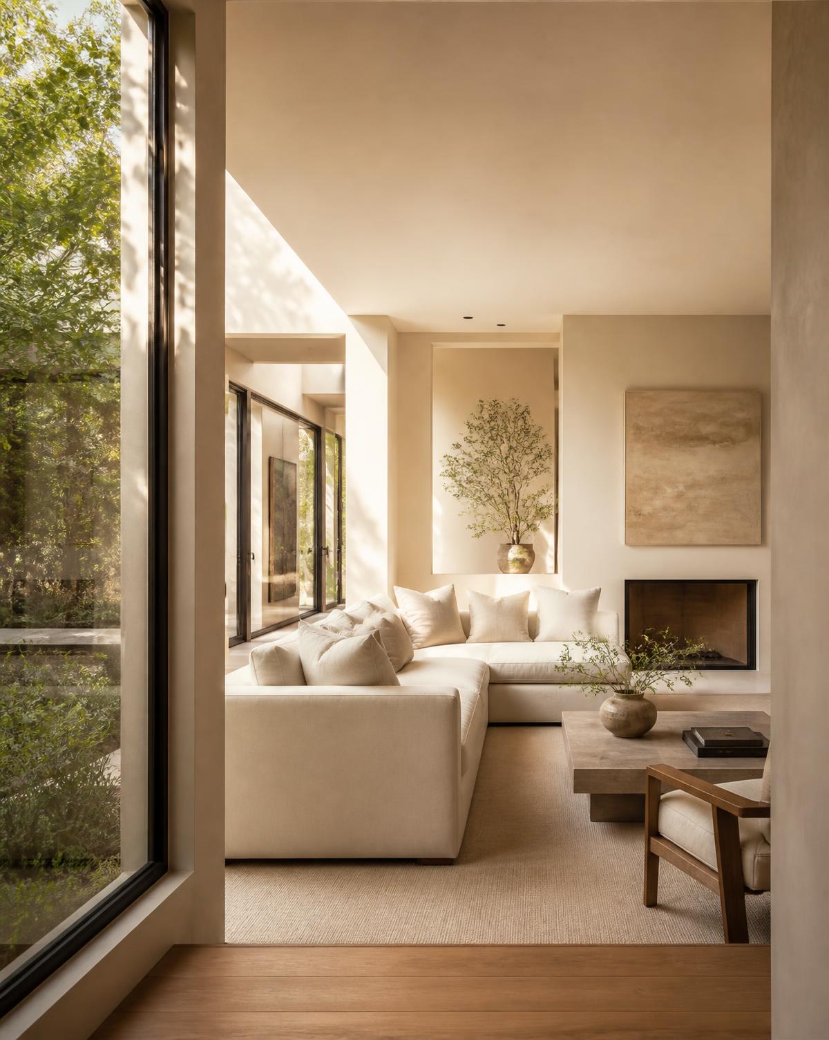 Sunlit modern living room in a luxury New York home